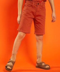 Bermuda slim en twill - Orange brique