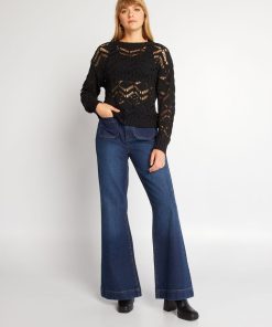 Pull en maille crochet - noir