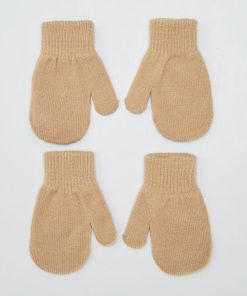 Lot de 2 paires de moufles - Marron