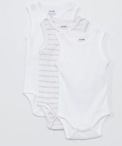 Lot 3 bodies sans manches imprimés - Blanc