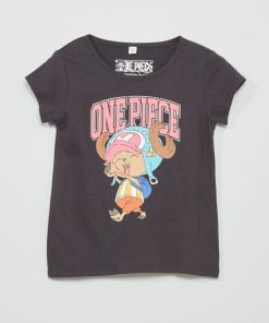 T-shirt 'One Piece' manches courtes - noir