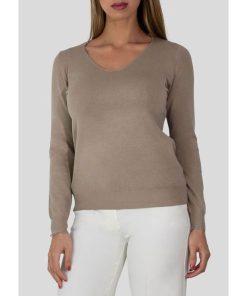 Pull col v Kebello - Beige
