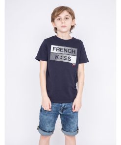 T-shirt col rond pur coton NEBULO-J - Bleu marine