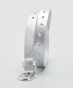 Ceinture effet croco - Argenté