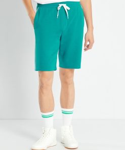 Short en molleton uni - Bleu canard
