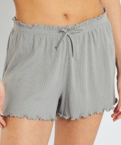 Short de pyjama en maille côtelée - bleu gris