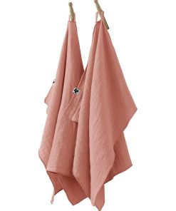 Lot de 2 essuie-mains Gaze de coton Collection Gaia - Rose