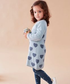 Robe en tricot à coeurs, et - Bleu