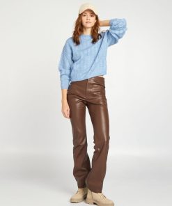 Pantalon flare en simili - Marron