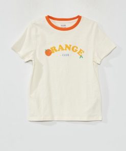 T-shirt à manches courtes avec imprimé - Blanc/jaune