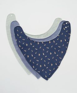 Lot de 3 bavoirs triangle - Vert/gris/bleu marine