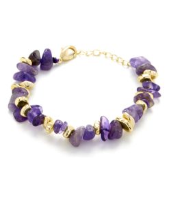 Bracelet Sygo Améthyste naturelle finie en or jaune 18 carats - Violet