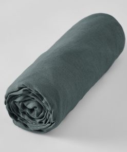 Drap housse lin lave Soline - gris anthracite