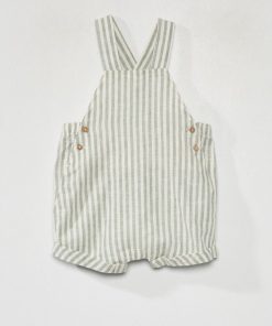 Salopette courte avec bretelles ajustables - Blanc/vert