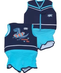 Maillot de Bain Dino Enfant avec Flotteurs - Accessoire de Natation Garçon - Bleu