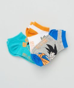 Chaussettes basses 'Dragon Ball Z' - Lot de 3 - Bleu /Gris/Orange