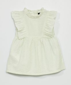 Robe à rayures en coton - Vert