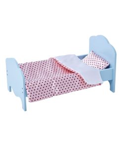 Petite Princesse - Lit simple de poupée de 45 cm bleu et linge Pois TD-11929-1K - N/A