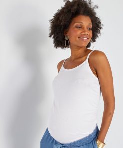 Débardeur grossesse avec fines bretelles ajustables - blanc