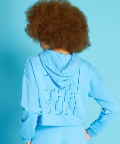 Sweat de sport à capuche crop top - Bleu