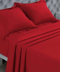 Drap plat uni - rouge