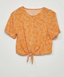 Blouse à nouer devant - Jaune