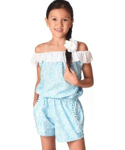 Combi-short  col élastique LOLITA - 'LA FAUTE A VOLTAIRE' - Bleu turquoise