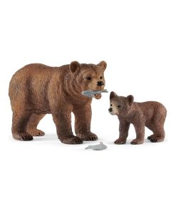 Figurines maman grizzly avec ourson - N/A