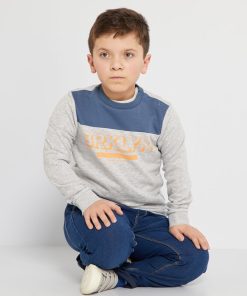 Sweat en french terry avec imprimé - Gris