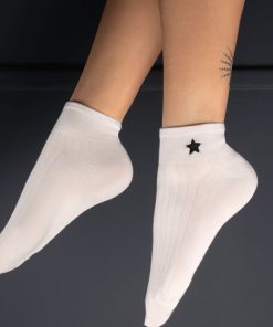 Chaussettes En Coton Étoile Et Lune- Sockup- 35-43 - Blanc