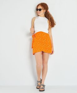 Jupe paréo avec volants - orange