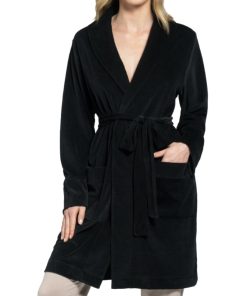 Robe de chambre velours ceinture amovible Paris - Noir