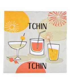 Lot de 20 serviettes en papier 33 x 33 cm Apero tchin - Orange
