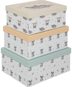 Lot de 3 boites rectangles en papier Koala - Blanc