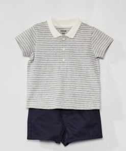 Ensemble Polo en jersey + short - Gris