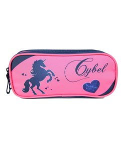 Trousse scolaire 2 compartiments Cybel Cheval/Licorne Rose et bleue marine Bagtrotter - Rose