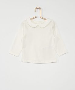 T-shirt col claudine - écru
