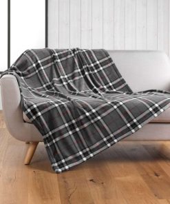 Plaid avec poche pieds 125x150 cm flanelle sherpa Scottish - Gris