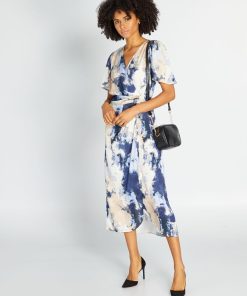 Robe midi tye and dye - Bleu