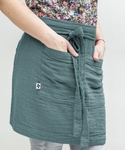 Tablier Gaze de coton Collection Gaia - Bleu canard