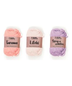3 fils de coton spécial crochet 55 m - rose clair-mauve-vieux rose - N/A