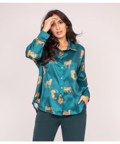 Chemise satin motifs ORACIO - Vert