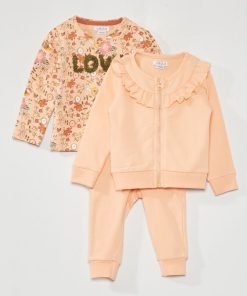 Ensemble t-shirt + gilet + pantalon - 2 pièces - Rose/vert