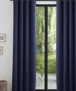 Lot de 2 rideaux occultant thermique marine 140 x 260 cm - Bleu