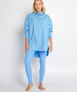 Chemise oversize en popeline - Bleu