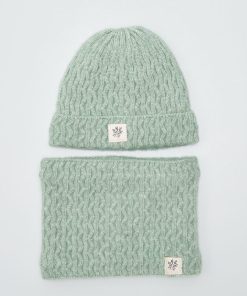 Ensemble bonnet + snood - 2 pièces - Vert