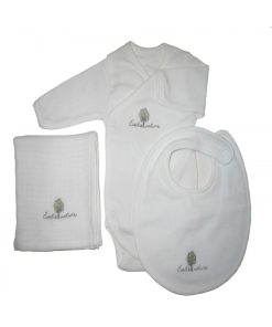 Eveil Et Nature Set Body/bavoir/lange Coton Bio - Blanc