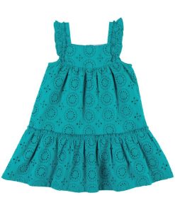 Robe évasée fleurie, - Bleu turquoise