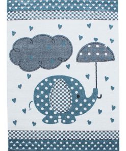 Tapis enfant 160x230 KID'S RAIN Bleu OEKO TEX idéal pour Chambre - Bleu