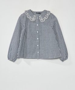 Blouse à carreaux - Bleu